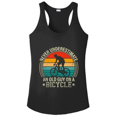 Never Underestimate An Old Guy On A Bicycle Funny Cycling Ladies PosiCharge Competitor Racerback Tank