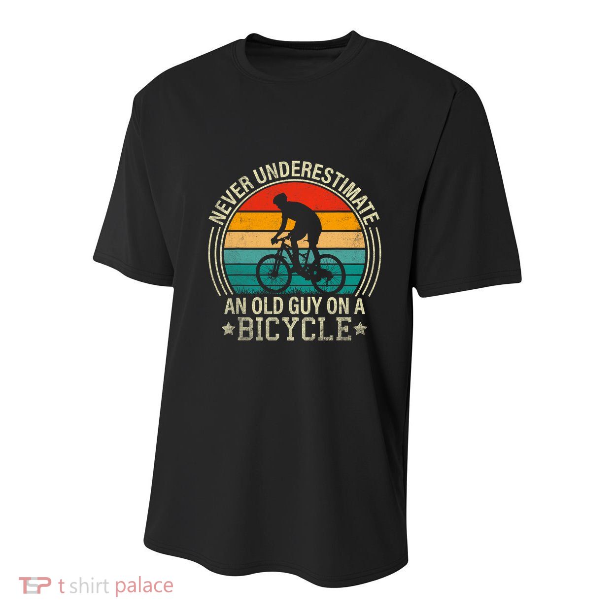 Never Underestimate An Old Guy On A Bicycle Funny Cycling Youth Performance Sprint T-Shirt