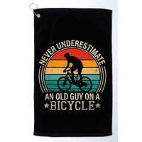 Never Underestimate An Old Guy On A Bicycle Funny Cycling Golf Towel