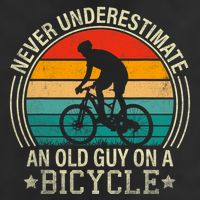 Never Underestimate An Old Guy On A Bicycle Funny Cycling Golf Towel