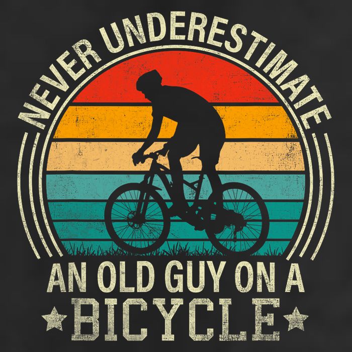 Never Underestimate An Old Guy On A Bicycle Funny Cycling Golf Towel