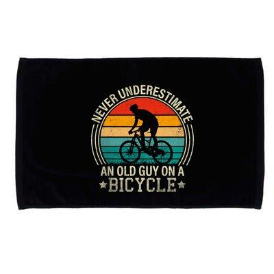 Never Underestimate An Old Guy On A Bicycle Funny Cycling Microfiber Hand Towel