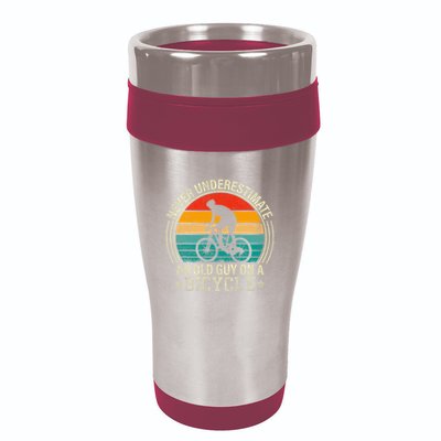 Never Underestimate An Old Guy On A Bicycle Funny Cycling 16oz Travel Tumbler