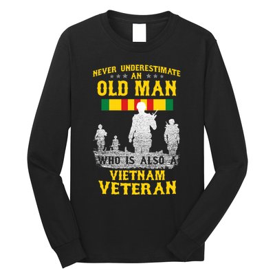 Never Underestimate An Old Man Vietnam Veteran Gift Long Sleeve Shirt