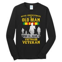 Never Underestimate An Old Man Vietnam Veteran Gift Tall Long Sleeve T-Shirt