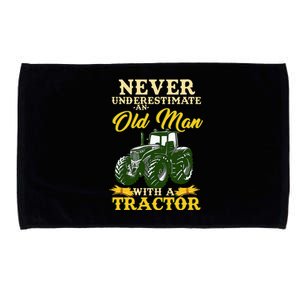 Never Underestimate An Old Man With A Tractor Microfiber Hand Towel