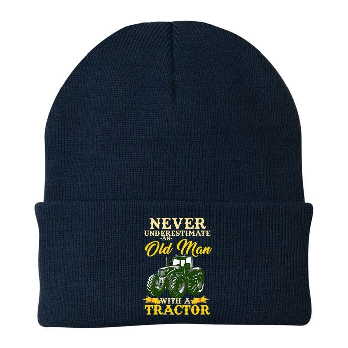 Never Underestimate An Old Man With A Tractor Knit Cap Winter Beanie