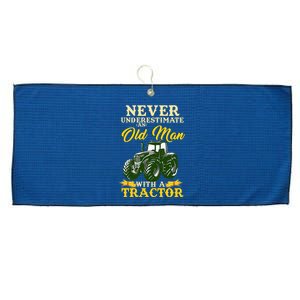 Never Underestimate An Old Man With A Tractor Large Microfiber Waffle Golf Towel