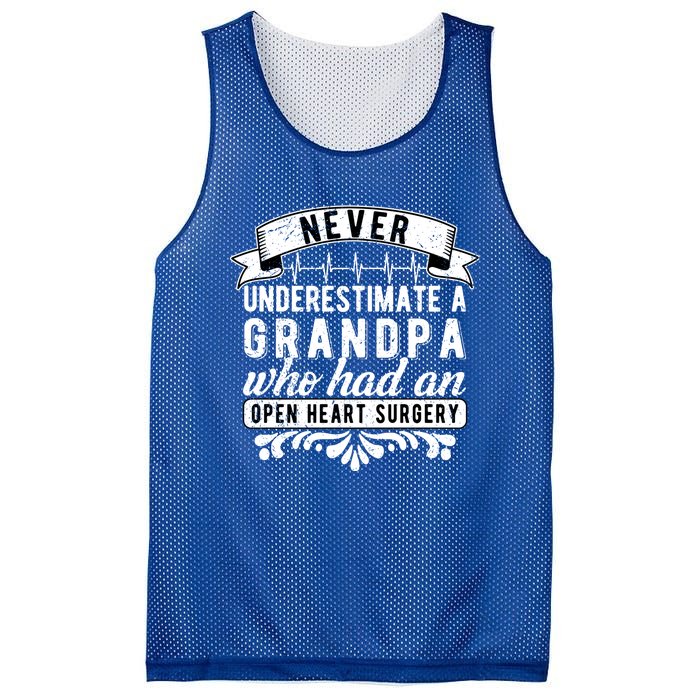 Never Underestimate A Grandpa Who Had A Open Heart Surgery Cute Gift Mesh Reversible Basketball Jersey Tank