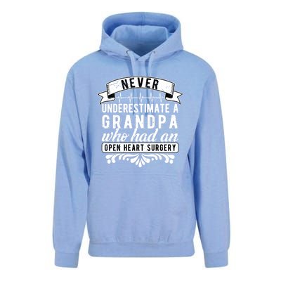 Never Underestimate A Grandpa Who Had A Open Heart Surgery Cute Gift Unisex Surf Hoodie