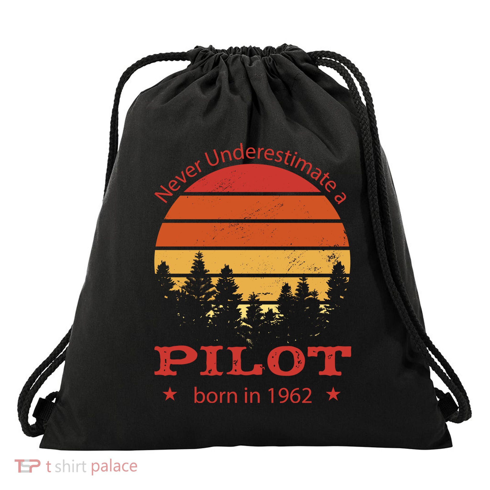 Never Underestimate A Pilot Born In 1962 Drawstring Bag