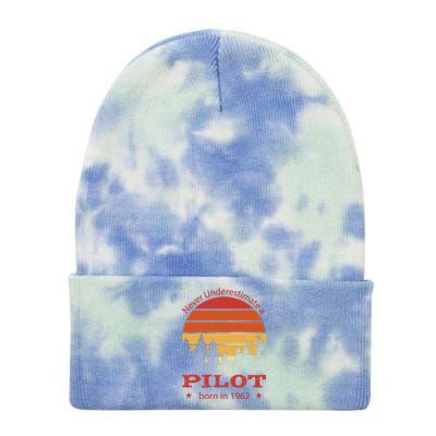 Never Underestimate A Pilot Born In 1962 Tie Dye 12in Knit Beanie