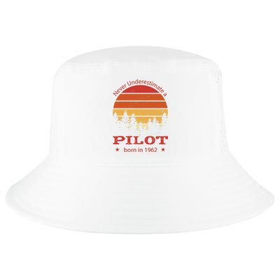 Never Underestimate A Pilot Born In 1962 Cool Comfort Performance Bucket Hat