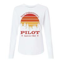 Never Underestimate A Pilot Born In 1962 Womens Cotton Relaxed Long Sleeve T-Shirt