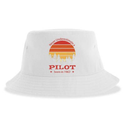 Never Underestimate A Pilot Born In 1962 Sustainable Bucket Hat