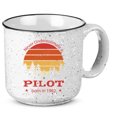 Never Underestimate A Pilot Born In 1962 15oz Campfire Ceramic Mug