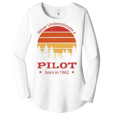 Never Underestimate A Pilot Born In 1962 Women's Perfect Tri Tunic Long Sleeve Shirt