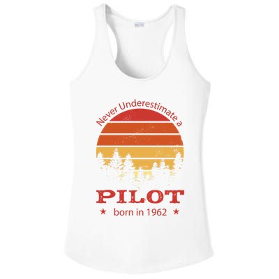 Never Underestimate A Pilot Born In 1962 Ladies PosiCharge Competitor Racerback Tank