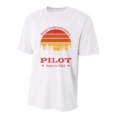 Never Underestimate A Pilot Born In 1962 Youth Performance Sprint T-Shirt