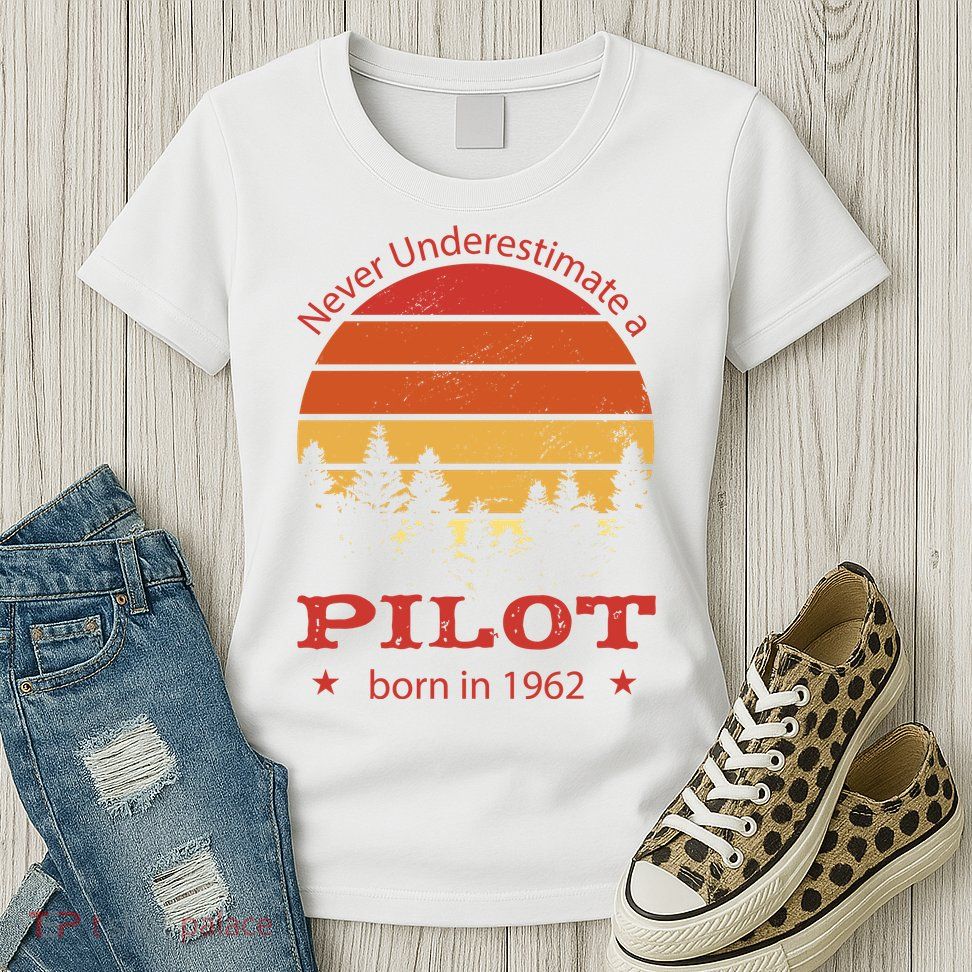 Never Underestimate A Pilot Born In 1962 Womens T-Shirt