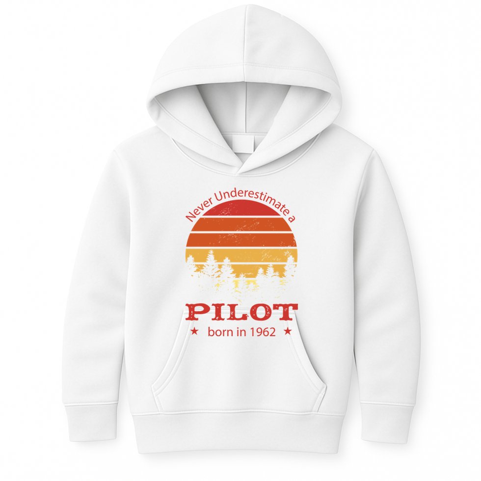 Never Underestimate A Pilot Born In 1962 Kids Hoodie