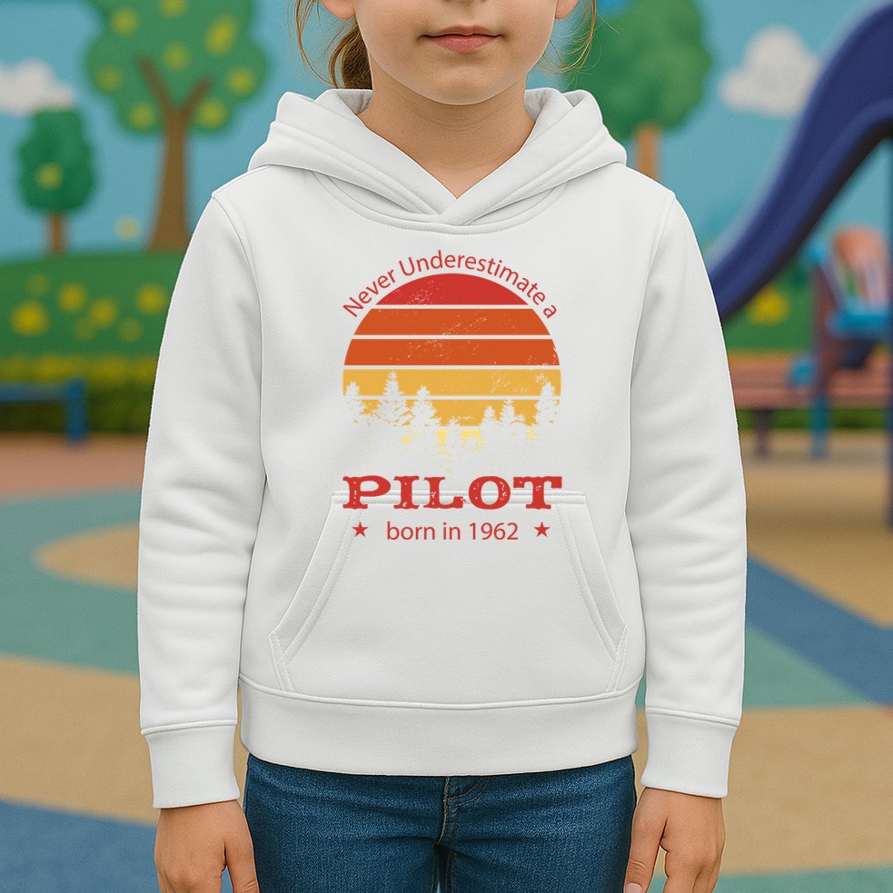 Never Underestimate A Pilot Born In 1962 Kids Hoodie