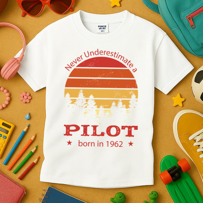 Never Underestimate A Pilot Born In 1962 Kids T-Shirt