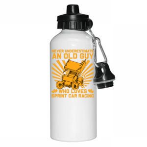 Never Underestimate An Old Guy Who Loves Sprint Car Racing Great Gift Aluminum Water Bottle