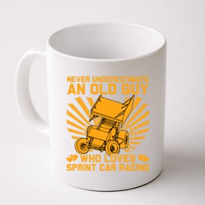 Never Underestimate An Old Guy Who Loves Sprint Car Racing Great Gift Coffee Mug