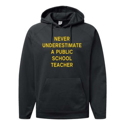 Never Underestimate A Public School Teacher Motivational Tim Walz Performance Fleece Hoodie