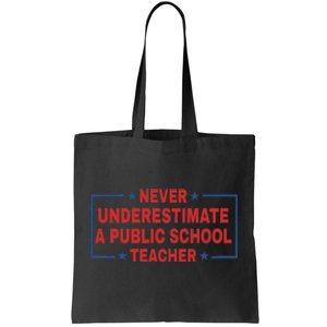 Never Underestimate A Public School Teacher Tim Walz Waltz Coach Quote Tote Bag