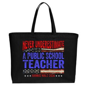 Never Underestimate A Public School Teacher Harris Waltz Cotton Canvas Jumbo Tote