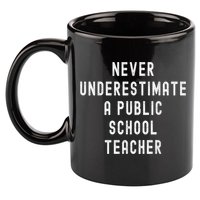 Never Underestimate A Public School Teacher Motivational 11oz C Handle Ceramic Mug