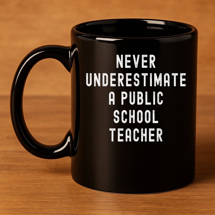Never Underestimate A Public School Teacher Motivational 11oz C Handle Ceramic Mug