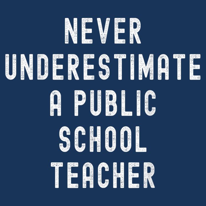 Never Underestimate A Public School Teacher Motivational 7 Panel Mesh Trucker Snapback Hat