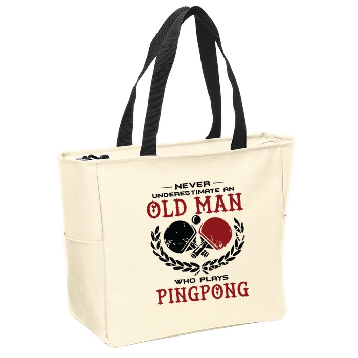 Never Underestimate An Old Man Who Plays Ping Pong Zip Tote Bag