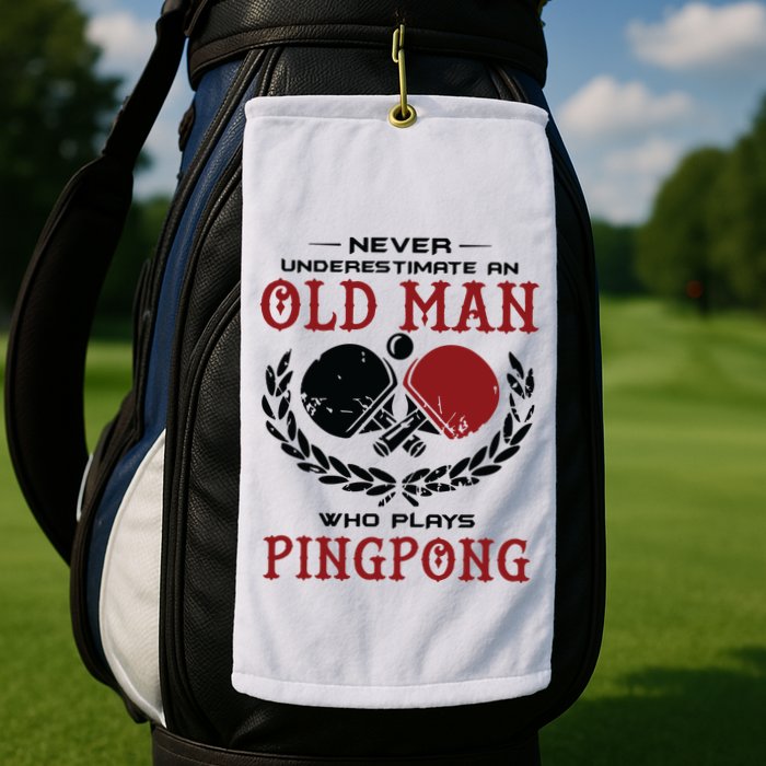 Never Underestimate An Old Man Who Plays Ping Pong Golf Towel