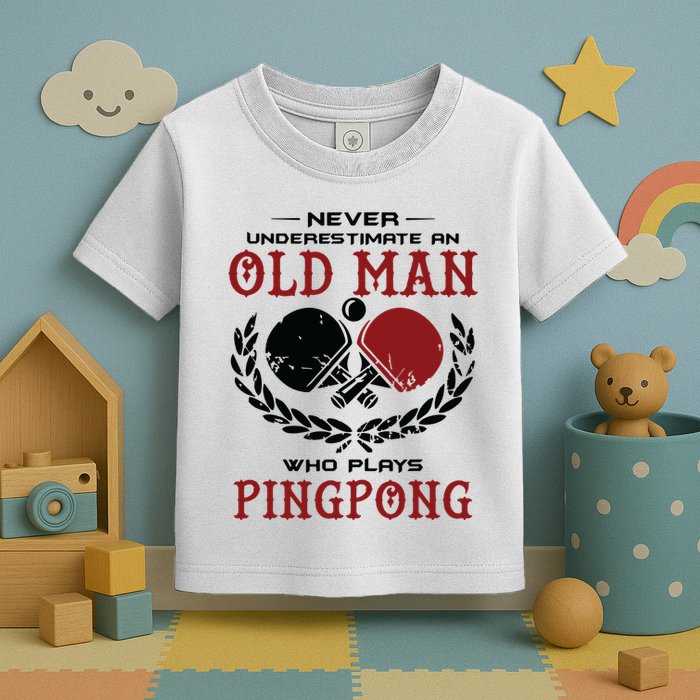 Never Underestimate An Old Man Who Plays Ping Pong Toddler T-Shirt