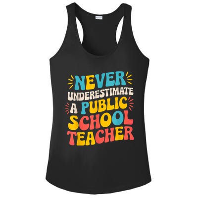 Never Underestimate A Public School Teacher Walz Harris 2024 Ladies PosiCharge Competitor Racerback Tank