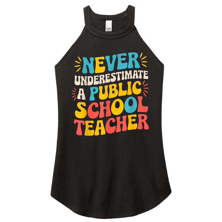 Never Underestimate A Public School Teacher Walz Harris 2024 Women's Perfect Tri Rocker Tank