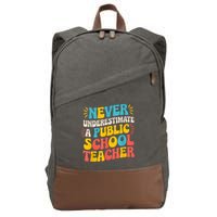 Never Underestimate A Public School Teacher Walz Harris 2024 Cotton Canvas Backpack
