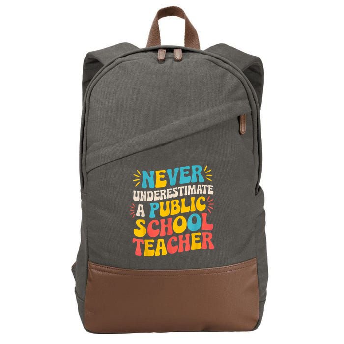 Never Underestimate A Public School Teacher Walz Harris 2024 Cotton Canvas Backpack
