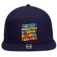 Never Underestimate A Public School Teacher Walz Harris 2024 7 Panel Mesh Trucker Snapback Hat