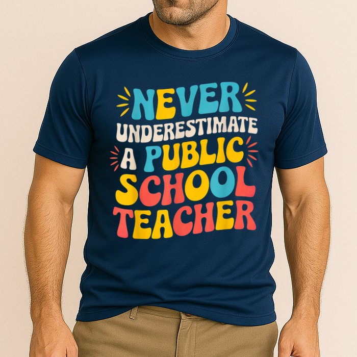 Never Underestimate A Public School Teacher Walz Harris 2024 Cooling Performance Crew T-Shirt
