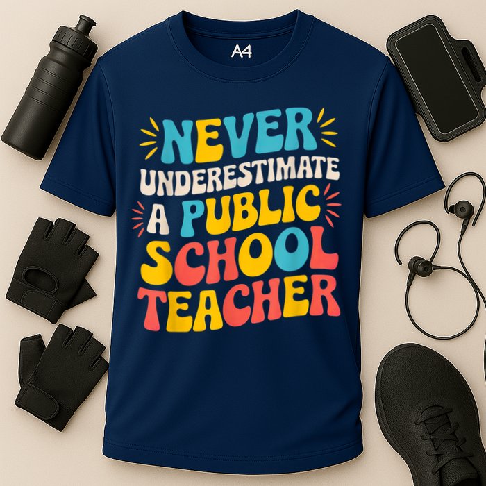 Never Underestimate A Public School Teacher Walz Harris 2024 Cooling Performance Crew T-Shirt