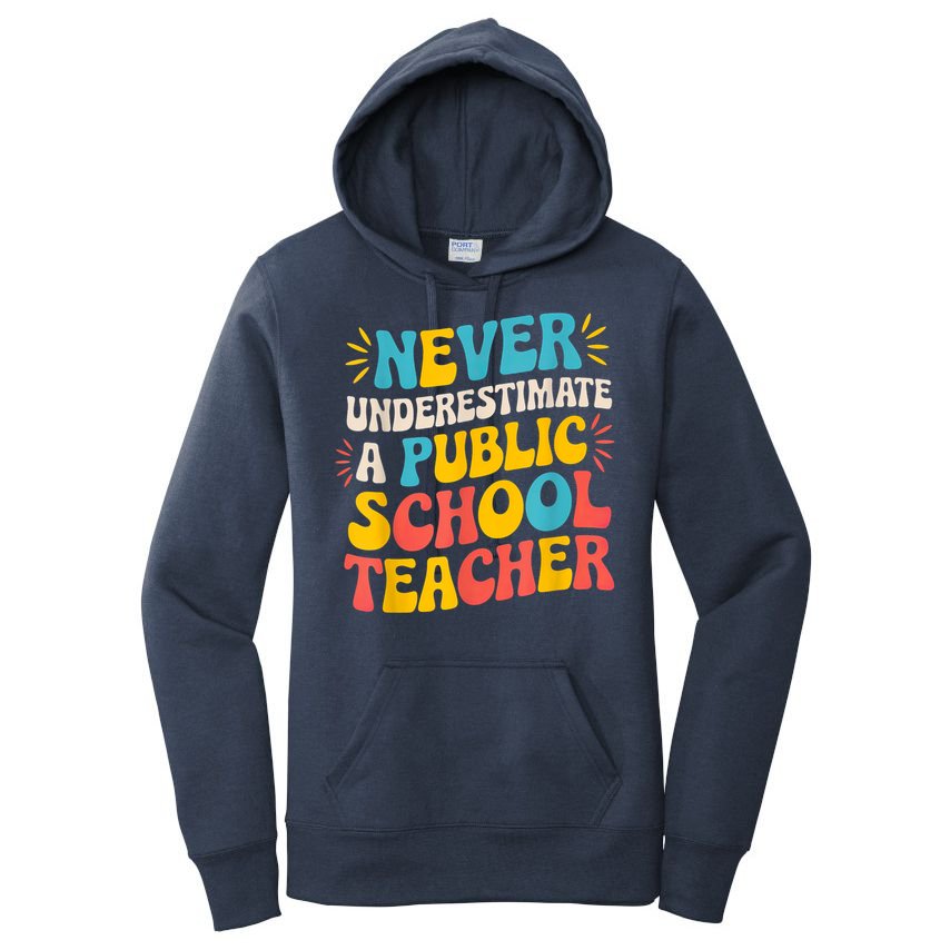 Never Underestimate A Public School Teacher Walz Harris 2024 Women's Pullover Hoodie