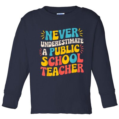 Never Underestimate A Public School Teacher Walz Harris 2024 Toddler Long Sleeve Shirt