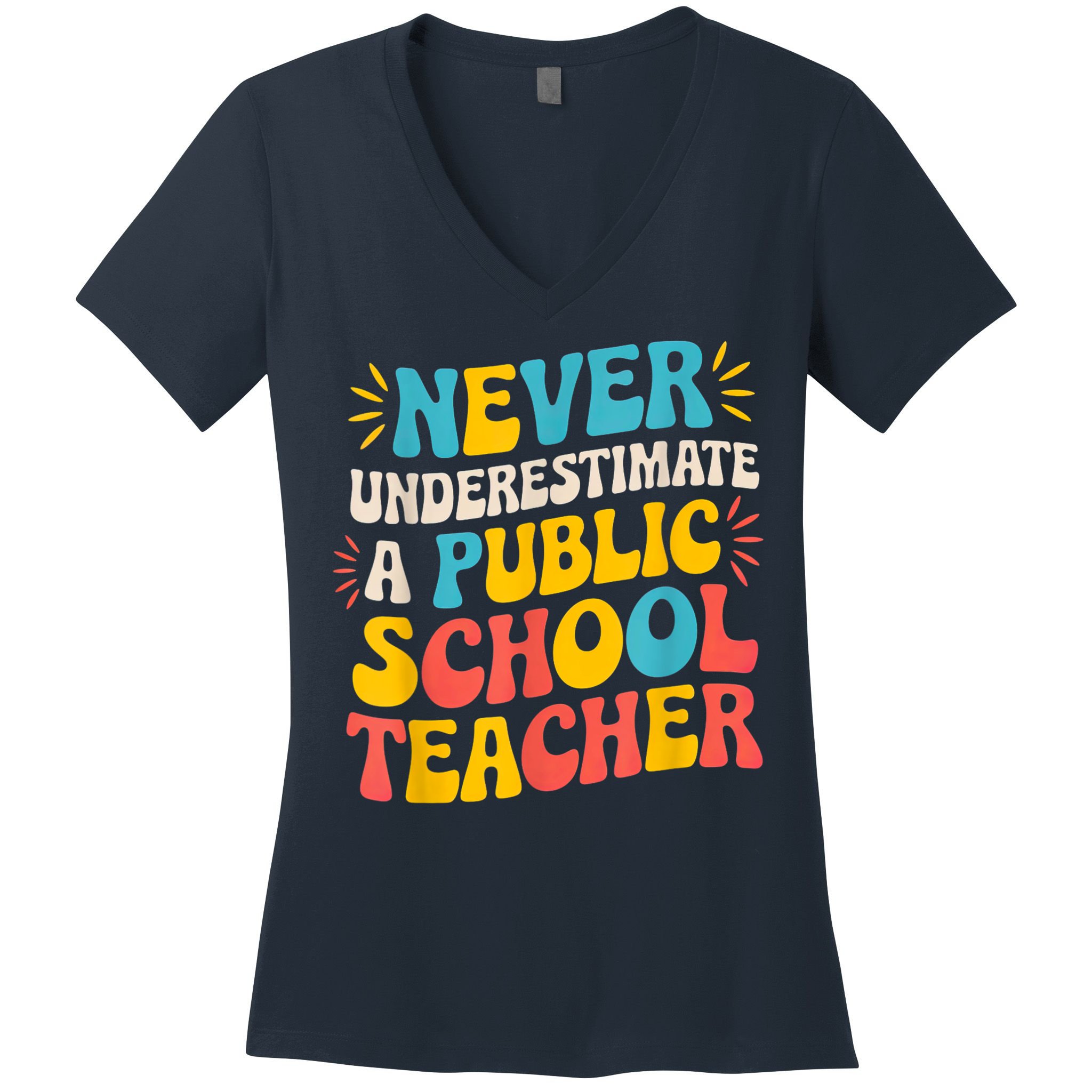 Never Underestimate A Public School Teacher Walz Harris 2024 Women's V-Neck T-Shirt