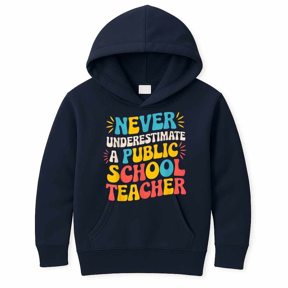 Never Underestimate A Public School Teacher Walz Harris 2024 Kids Hoodie