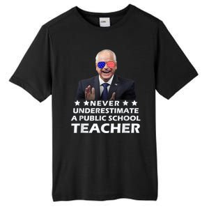 Never Underestimate A Public School Teacher Walz Harris 2024 Tall Fusion ChromaSoft Performance T-Shirt